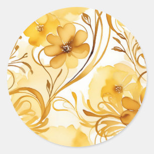Lebhafte Gelb- und Goldflora Runder Aufkleber