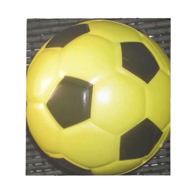 Lebhafte Gelb- und Schwarzfußballkunst Notizblock (Vorderseite)