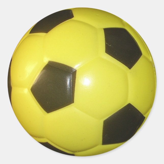 Lebhafte Gelb- und Schwarzfußballkunst Runder Aufkleber (Vorderseite)