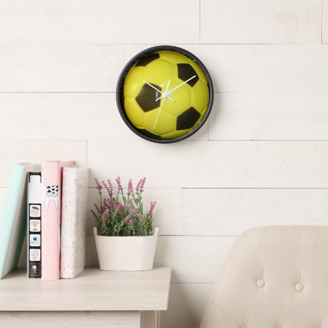 Lebhafte Gelb- und Schwarzfußballkunst Wanduhr (Lesesaal)