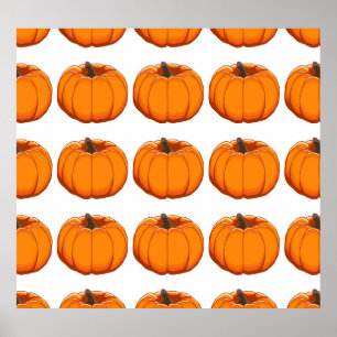 Lebhafte gelbe Kürbis-Musterillustrierung. Poster