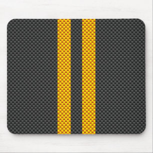 Lebhafte gelbe Racing-Streifen im Carbon-Stil Mousepad