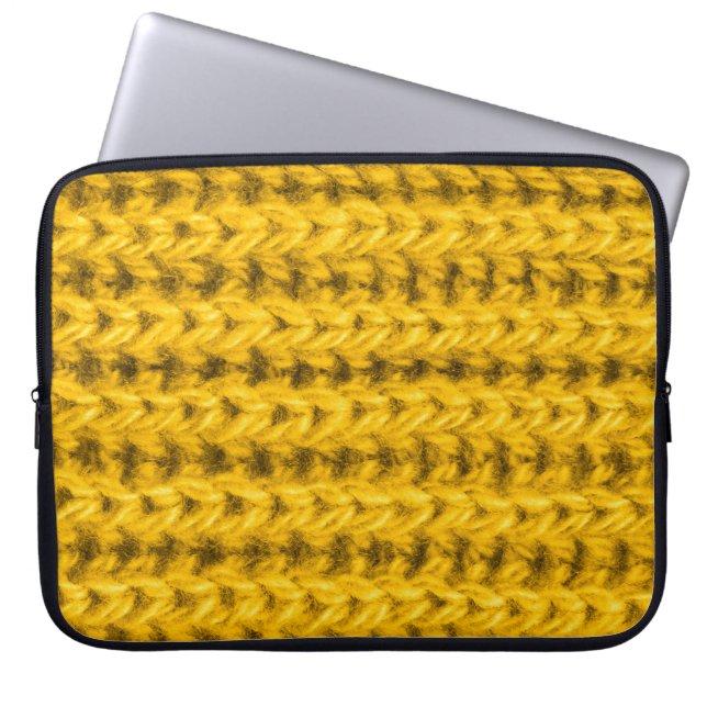 Lebhafte gelbe Spinnwoltextur Laptopschutzhülle (Vorderseite)