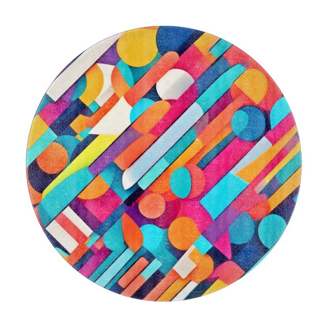 Lebhafte geometrische Abstrakte Kunst Schneidebrett (Vorderseite)