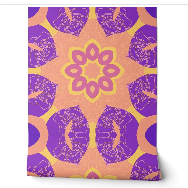 Lebhafte geometrische BlumenMandala Tapete (Abrollen)