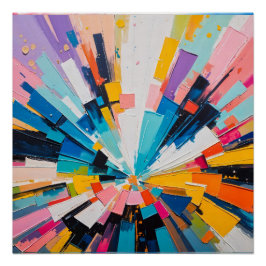 Lebhafte geometrische Explosion, farbenfrohe Abstr Poster