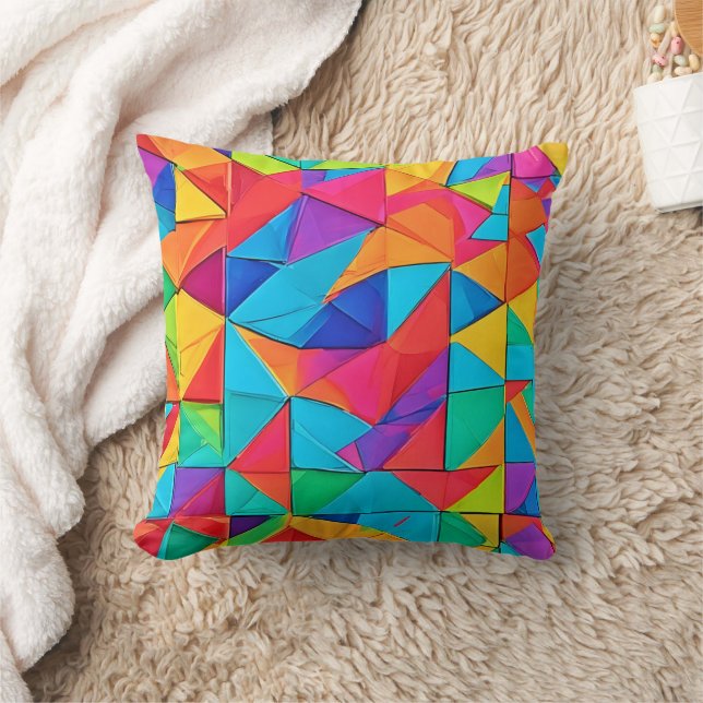 Lebhafte geometrische Farbblöcke Kunst Kissen (Decke)