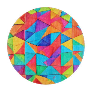 Lebhafte geometrische Farbblöcke Kunst Schneidebrett