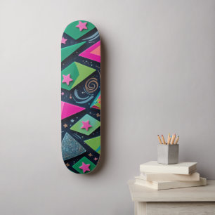 Lebhafte geometrische Formen mit Glitzer und Stern Skateboard