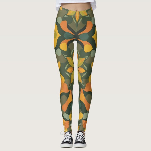 Lebhafte geometrische Leggings - farbenfrohe Bio G (Vorderseite)