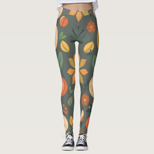 Lebhafte geometrische Leggings - farbenfrohe Muste (Vorderseite)