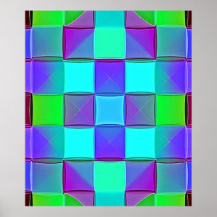 Lebhafte geometrische Lichtwellen Poster