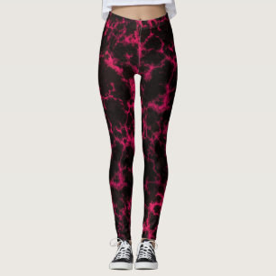 Lebhafte Gepunktete Rosa- und Schwarze Flammen Leggings