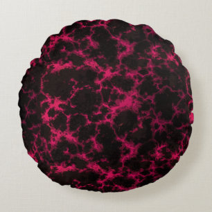 Lebhafte Gepunktete Rosa- und Schwarze Flammen Rundes Kissen