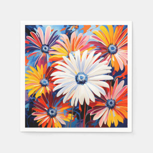 Lebhafte Gerbera Daisies in fett Abstrakt Serviette