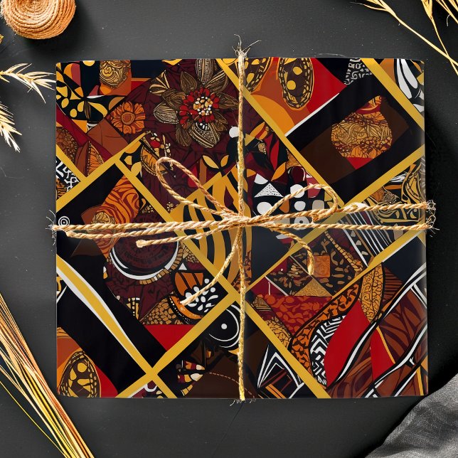 Lebhafte Geschenke aus dem Stammesankara, afroamer Geschenkpapier (Vibrant Tribal Ankara African American Gifts Wrapping Paper)