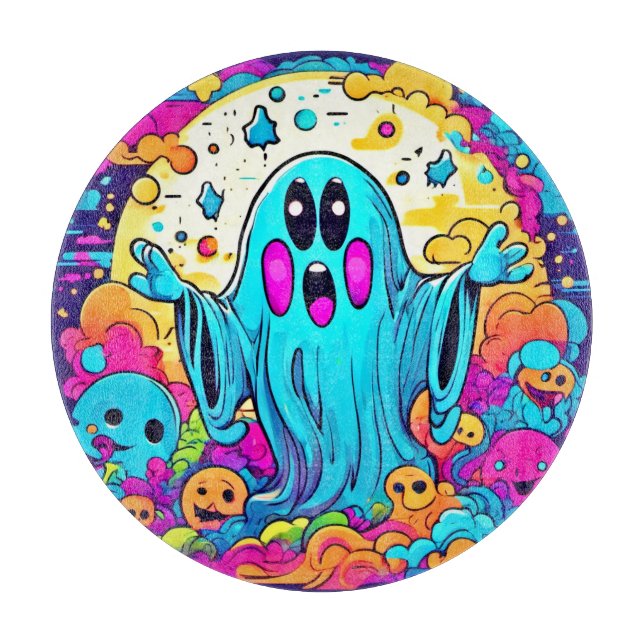 Lebhafte Ghost-Cartoon Kunst und Kultur Schneidebrett (Vorderseite)