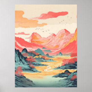 Lebhafte Gipfel: Ein Meisterwerk der Bergwelt Poster