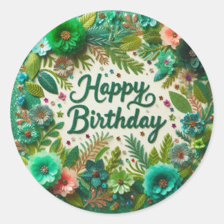 Lebhafte Green Birthday Aufkleber