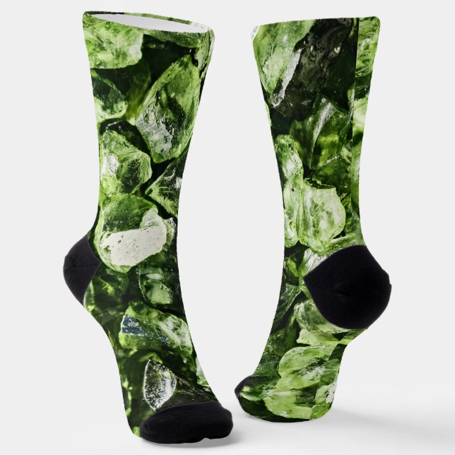 Lebhafte, grüne Kristallfelsen abstrakt cool Socken (Gewinkelt)