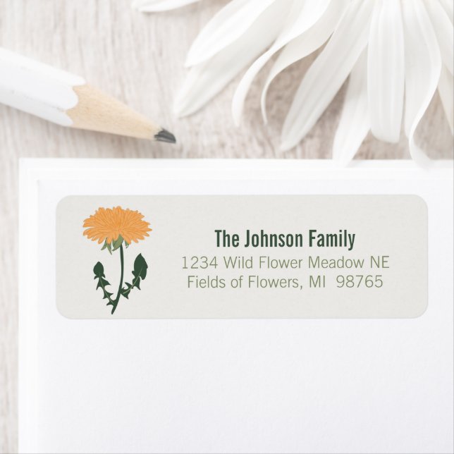 Lebhafte grüne Orange Dandelion Blume Motif (Insitu)