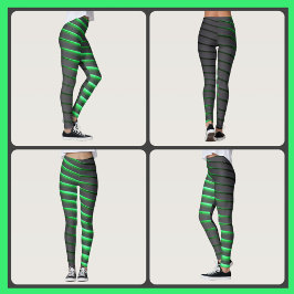 Lebhafte, grüne und schwarze Streifen Leggings