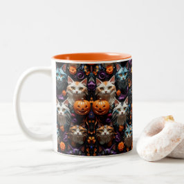 Lebhafte Halloween Cat Patterns farbenfrohe Spooky Zweifarbige Tasse