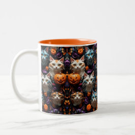 Lebhafte Halloween Cat Patterns farbenfrohe Spooky Zweifarbige Tasse