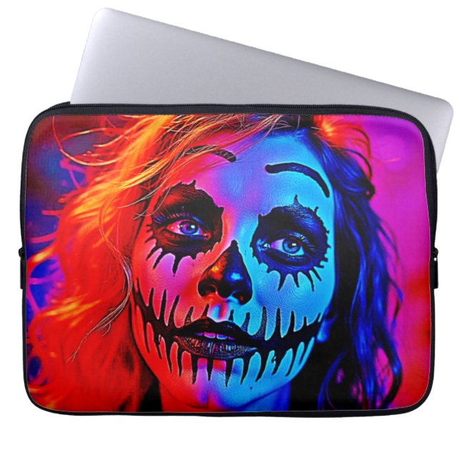 Lebhafte Halloween Makeup Art Laptopschutzhülle (Vorderseite)