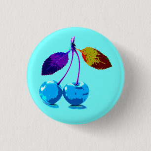 Lebhafte hellblaue Kirschen Button