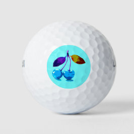 Lebhafte hellblaue Kirschen Pop Art Golfball