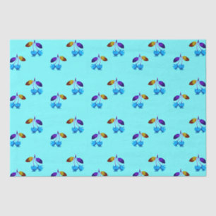 Lebhafte hellblaue Kirschen Seidenpapier