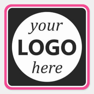 Lebhafte, hellrosa schwarze Farbe Ihr Logo hier Quadratischer Aufkleber