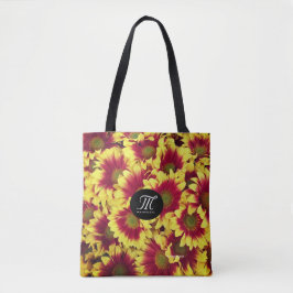 Lebhafte Herbstrot-gelbe Mini-Sonnenblumen Tasche
