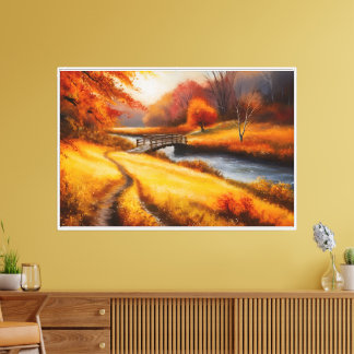 Lebhafte Herbstwaldmalerei - Herbstlandschaft Leinwanddruck