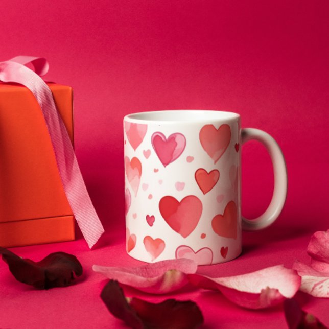 Lebhafte Herzen | Farblich | Valentinstag Kaffeetasse (Von Creator hochgeladen)