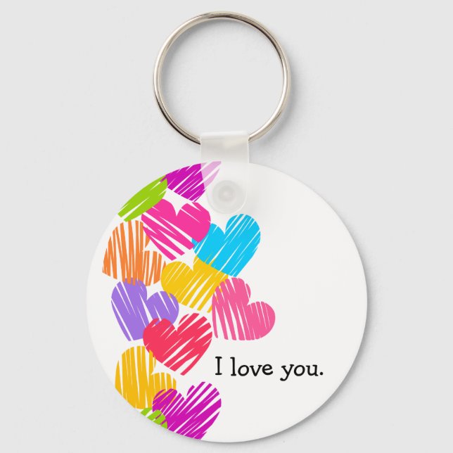 Lebhafte Herzen "I Liebe you" Schlüsselanhänger (Vorderseite)