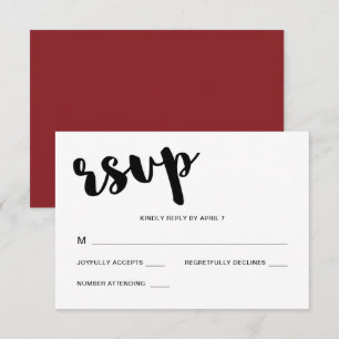 Lebhafte Hochzeit der roten Whimsiktypografie RSVP Karte