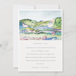 Lebhafte Hochzeit im Gebirge Scape Blush Wasserfar Dankeskarte