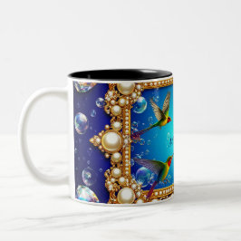 Lebhafte Hummingvögel im Verzierten Rahmen mit Per Zweifarbige Tasse