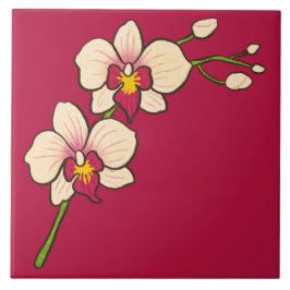 Lebhafte indische Rot-Orchid-Keramik Tile Fliese