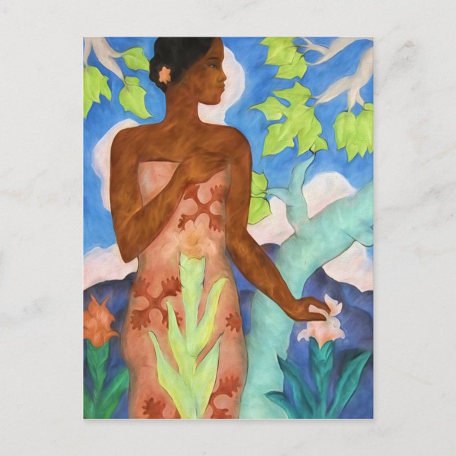 Lebhafte Inselhues und polynesische Frauen Postkarte (Vorderseite)