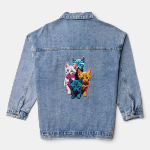 Lebhafte Kätzchen im Pop Art Style Jeansjacke