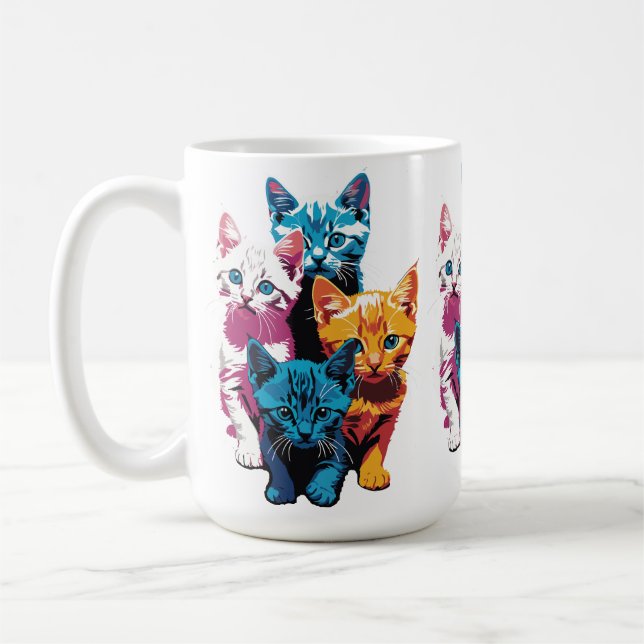 Lebhafte Kätzchen im Pop Art Style Kaffeetasse (Links)