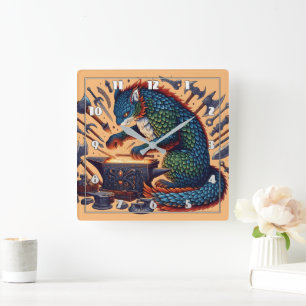 Lebhafte Katzenschmieden-Tools in Workshop Quadratische Wanduhr