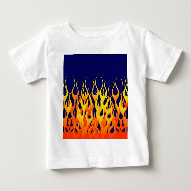 Lebhafte klassische Racing-Flammen auf Navy Blue Baby T-shirt (Vorderseite)