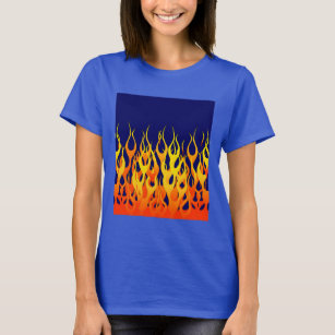 Lebhafte klassische Racing-Flammen auf Navy Blue T-Shirt