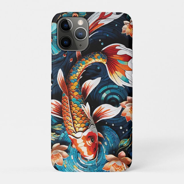 Lebhafte Koi und wunderschöne Blume Aquatic Scene Case-Mate iPhone Hülle (Rückseite)