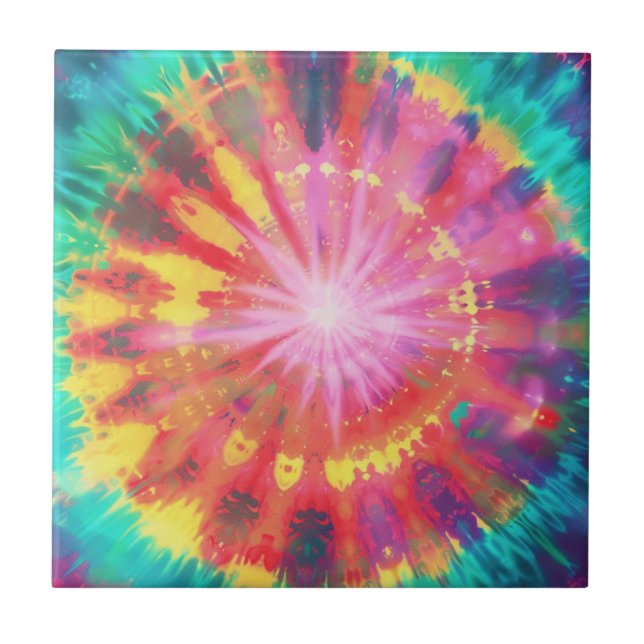 Lebhafte Krawatte-Dye #1 Fliese (Vorderseite)