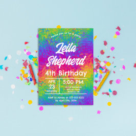 Lebhafte Krawatte-Dye Rainbow Geburtstagsparty Ein Einladung